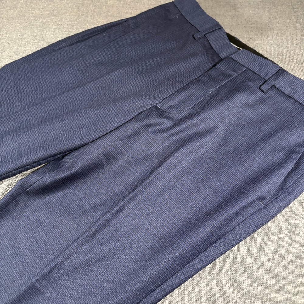 Bonobos Dress Pants Mens 33x29 Navy Blue Tailored Fit Micro Check Trousers
